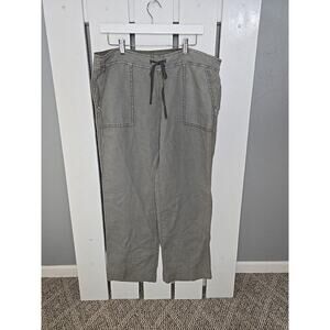 Michael Stars Drawstring Linen Wide Leg Pull On Grey Lounge Pants Size L Coastal
